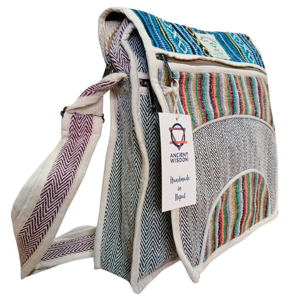 Bolsa de Mensajero de Cáñamo para Ordenador Portátil - Curvas