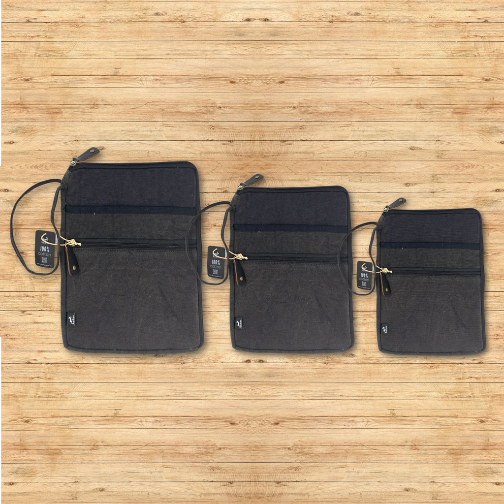 Große Laptoptasche aus Segeltuch – Anthrazit
