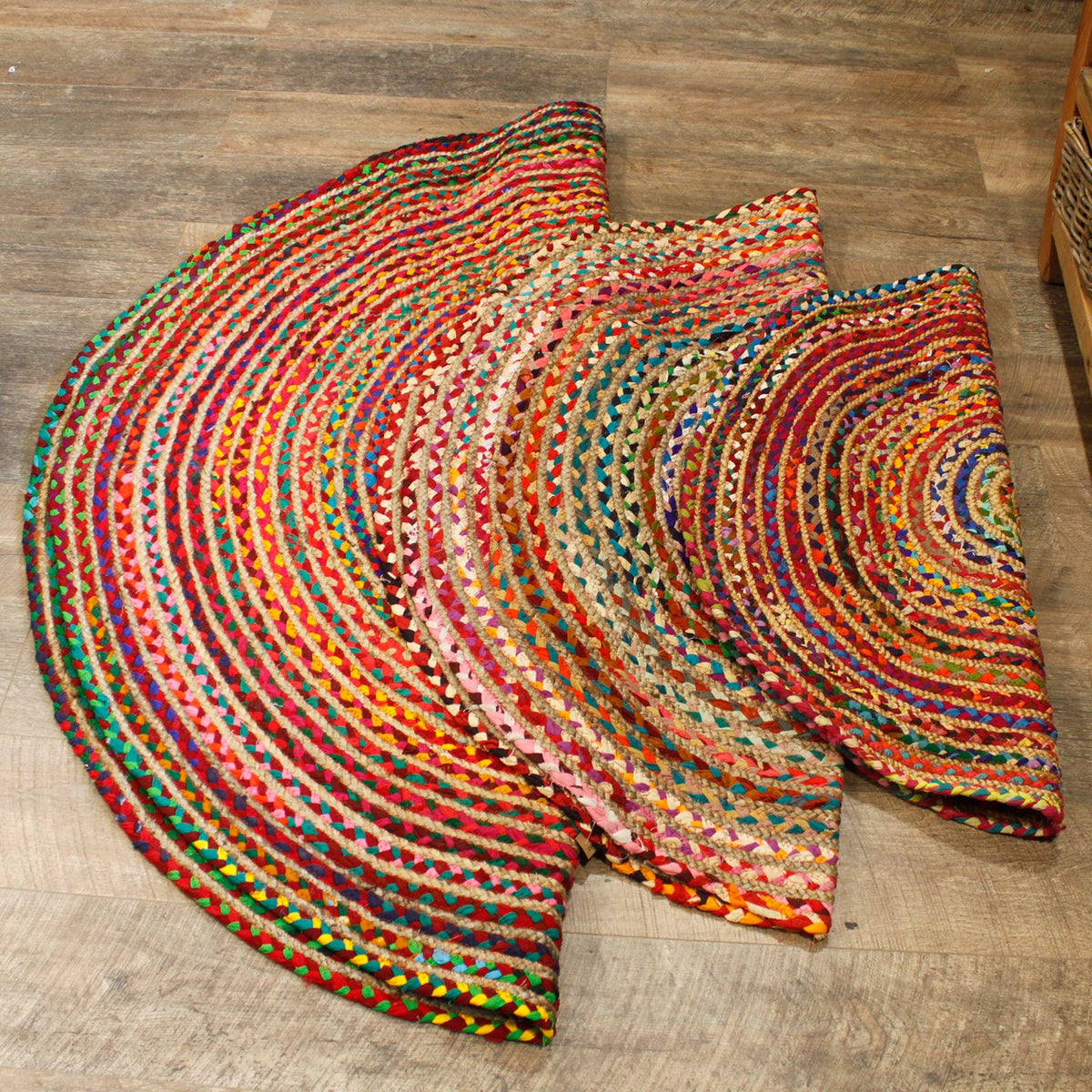 Alfombra Redonda de Yute y Algodón Reciclado -  90 cm