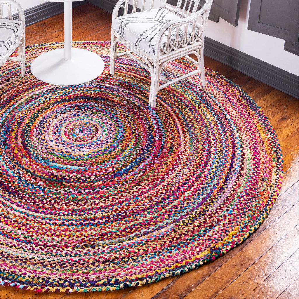 Alfombra redonda de yute y algodón reciclado - 150 cm