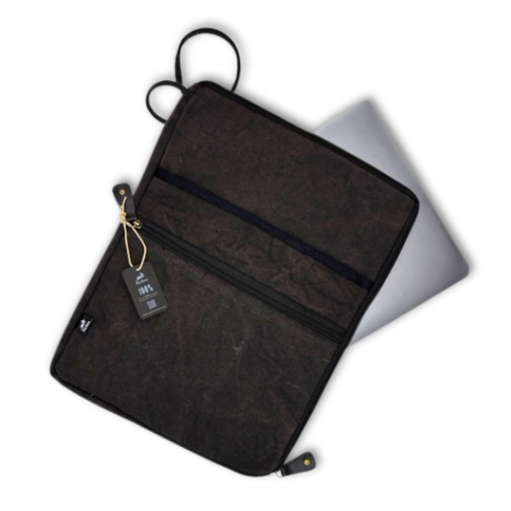 Große Laptoptasche aus Segeltuch – Anthrazit