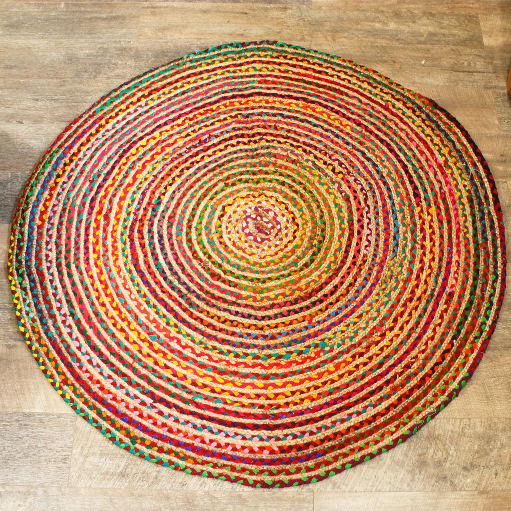 Alfombra redonda de yute y algodón reciclado - 150 cm