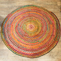 Alfombra redonda de yute y algodón reciclado - 150 cm