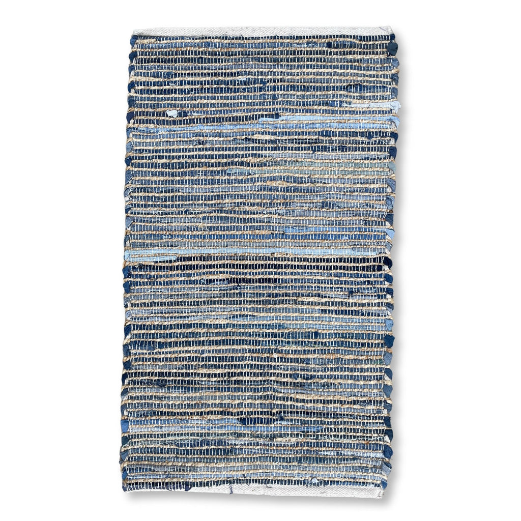 Alfombra mediana de yute de algodón reciclado - 90x150cm - Azul