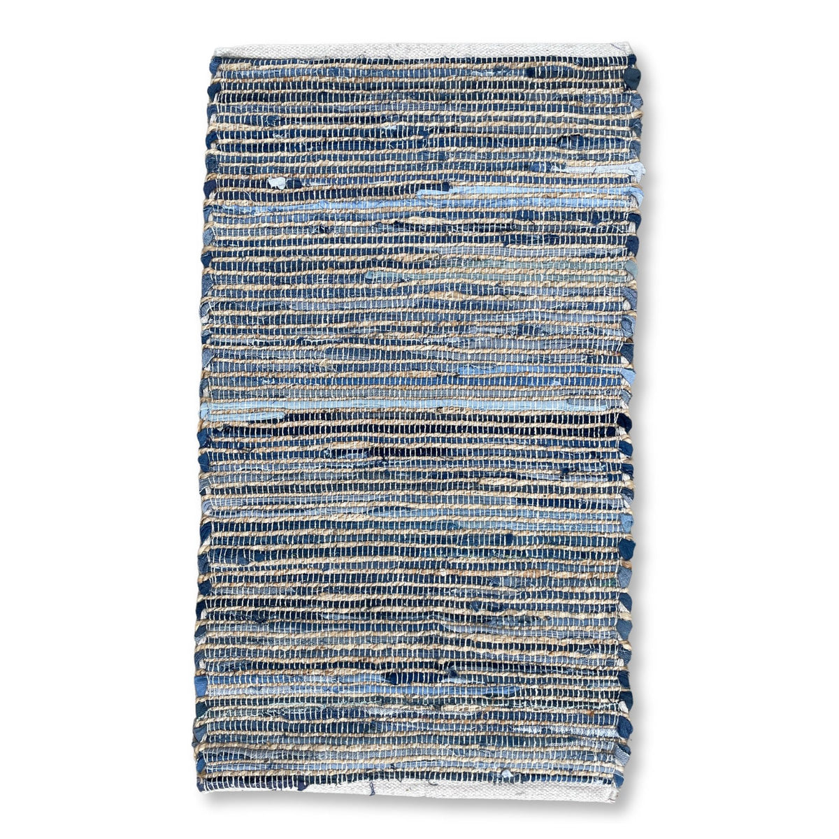 Alfombra mediana de yute de algodón reciclado - 90x150cm - Azul