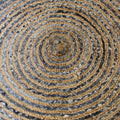 Alfombra redonda de yute y tela vaquera reciclada - 90 cm