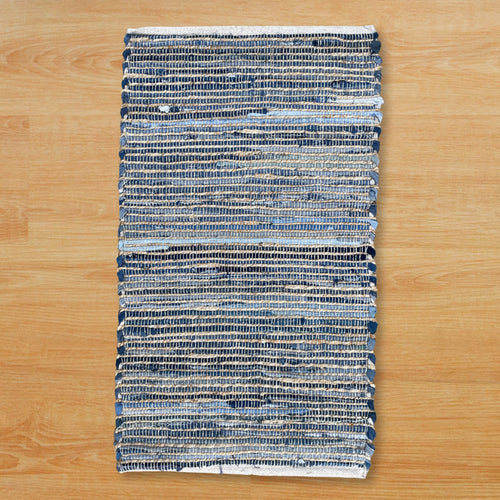 Alfombra mediana de yute de algodón reciclado - 90x150cm - Azul