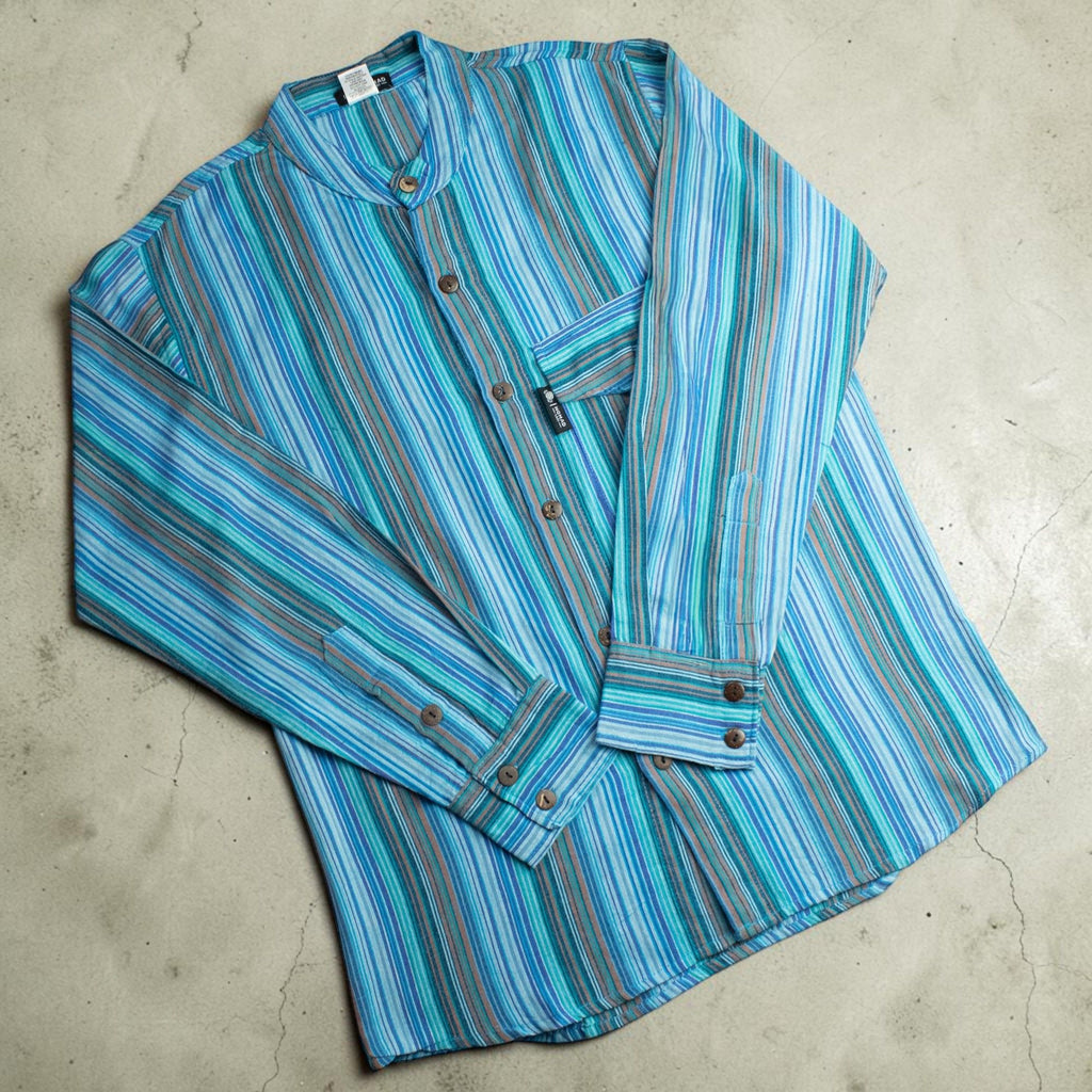 Nomad Sari Grandad Shirt – Türkis – M