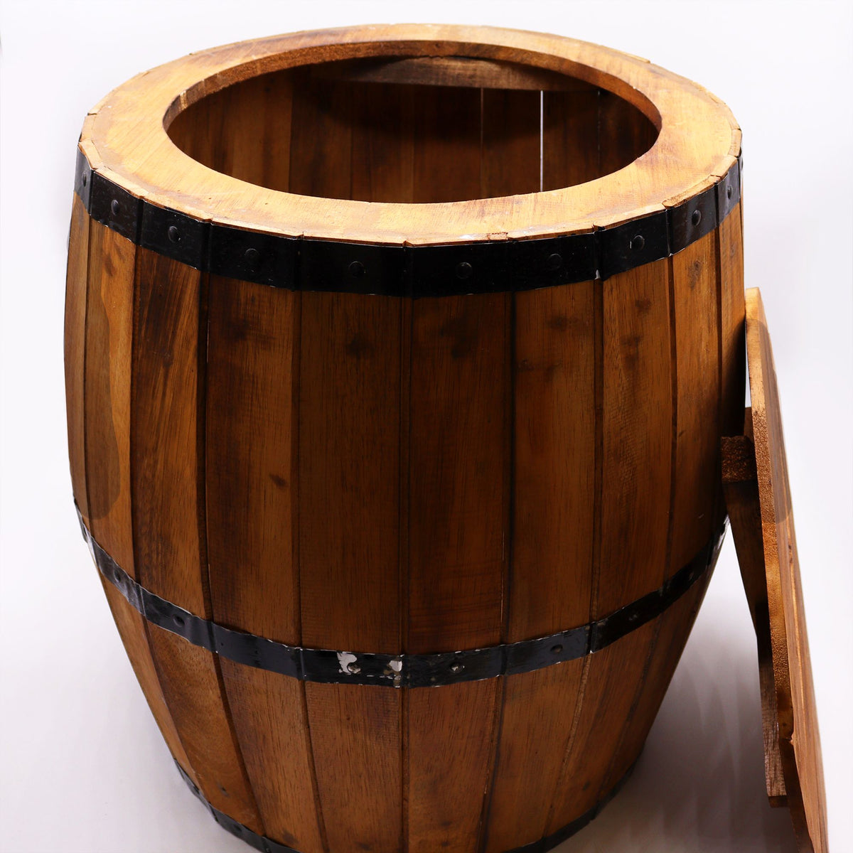 Mesa de barril de cerveza y soporte para sombrilla – Madera natural 60 x 48,5 cm