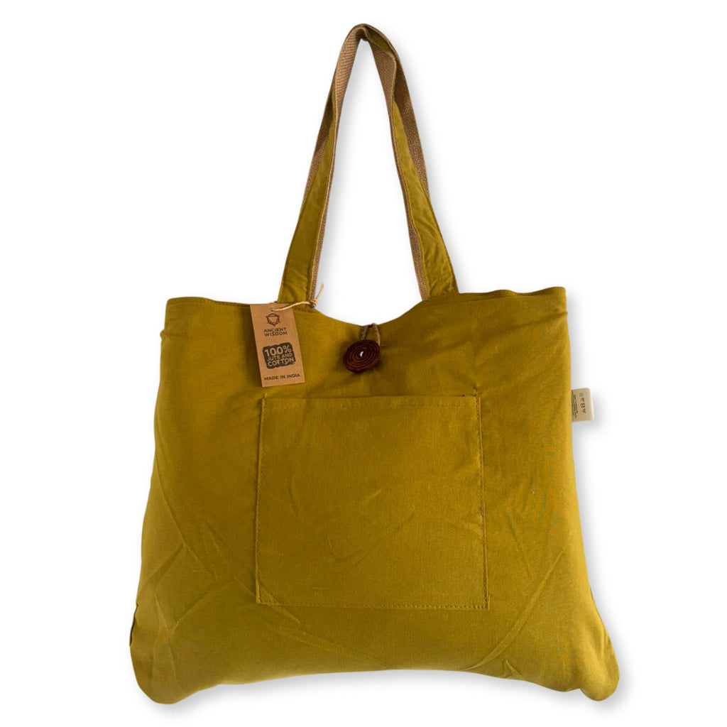 Große Wendetasche aus Jute und Baumwolle – Pistazie