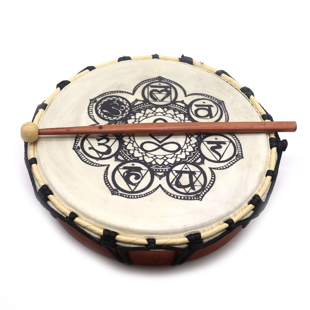 Schamanische Chakra-Trommel mit Schlägel - 25cm