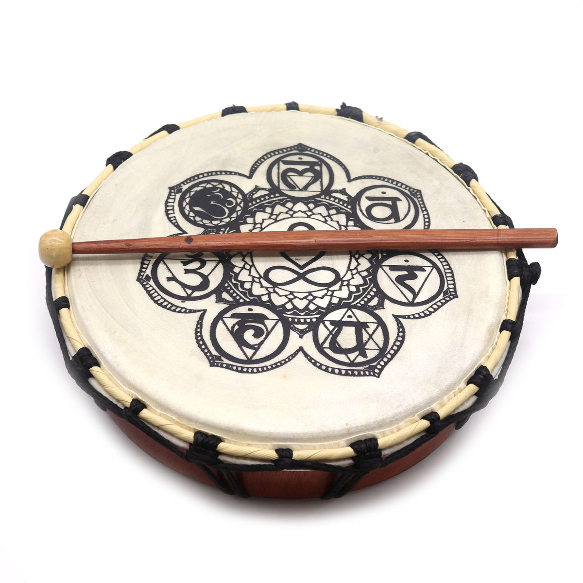Schamanische Chakra-Trommel mit Schlägel - 25cm