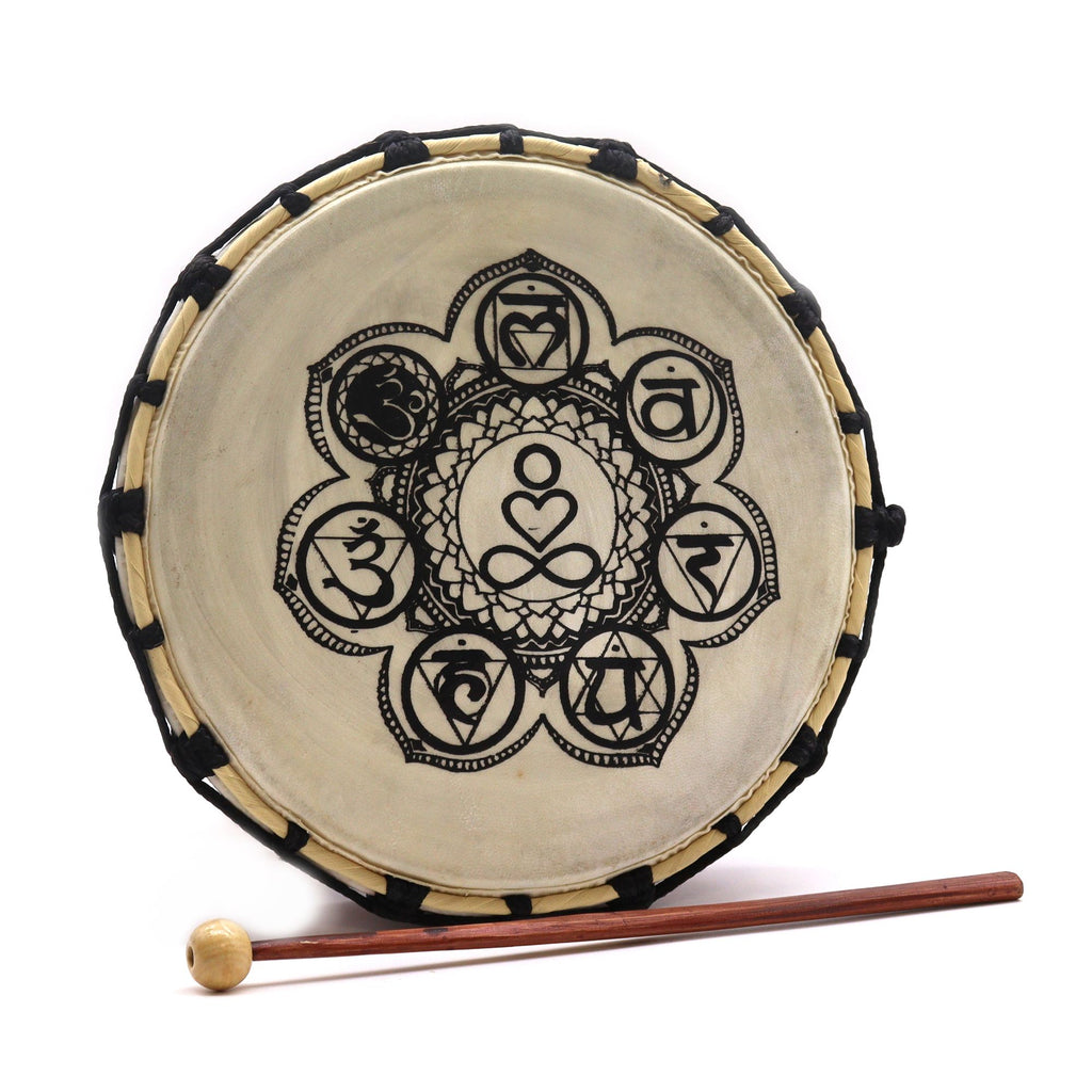 Schamanische Chakra-Trommel mit Schlägel - 25cm