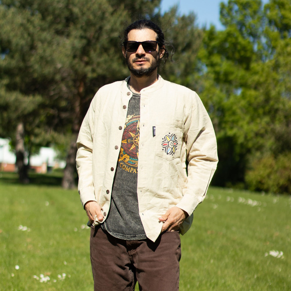 Camisa Nomad Sari Kathmandu - Cor Pedra - Tamanho Médio