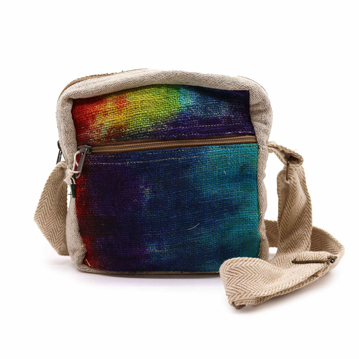 Bolso bandolera de cáñamo teñido con 1 cremallera