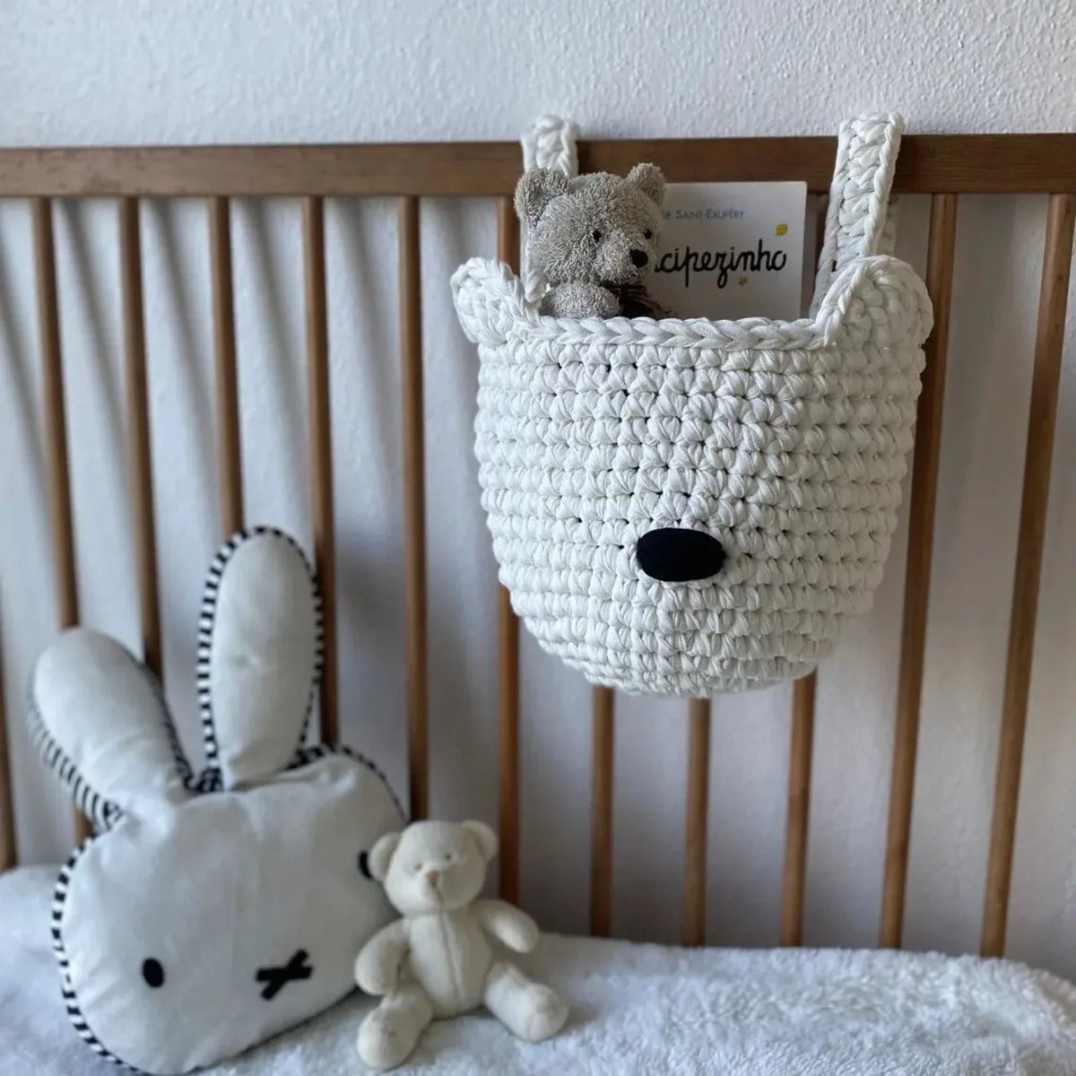 Bärenkörbe | Perlmuttweiß | Hängeaufbewahrung für Babybetten