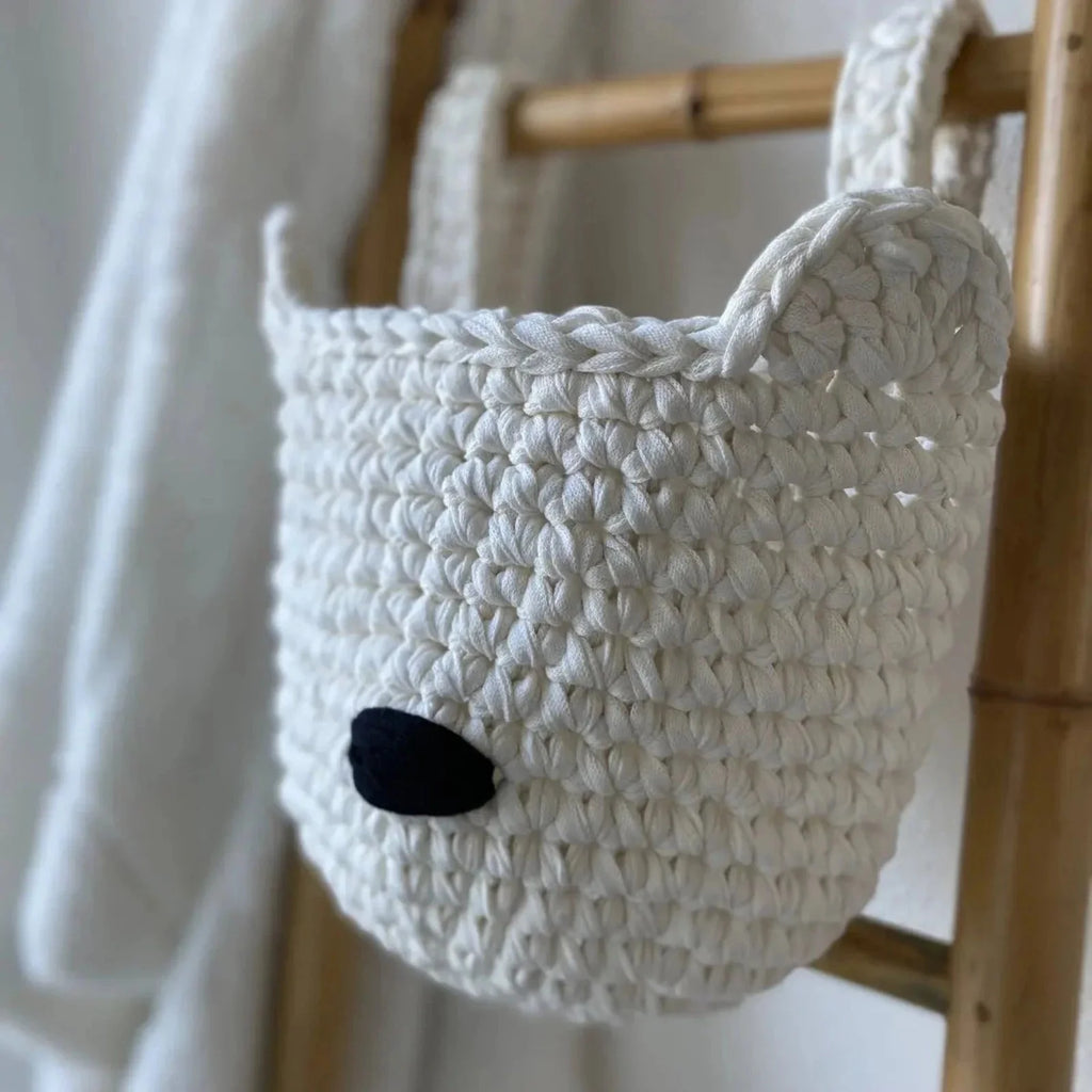 Bärenkörbe | Perlmuttweiß | Hängeaufbewahrung für Babybetten