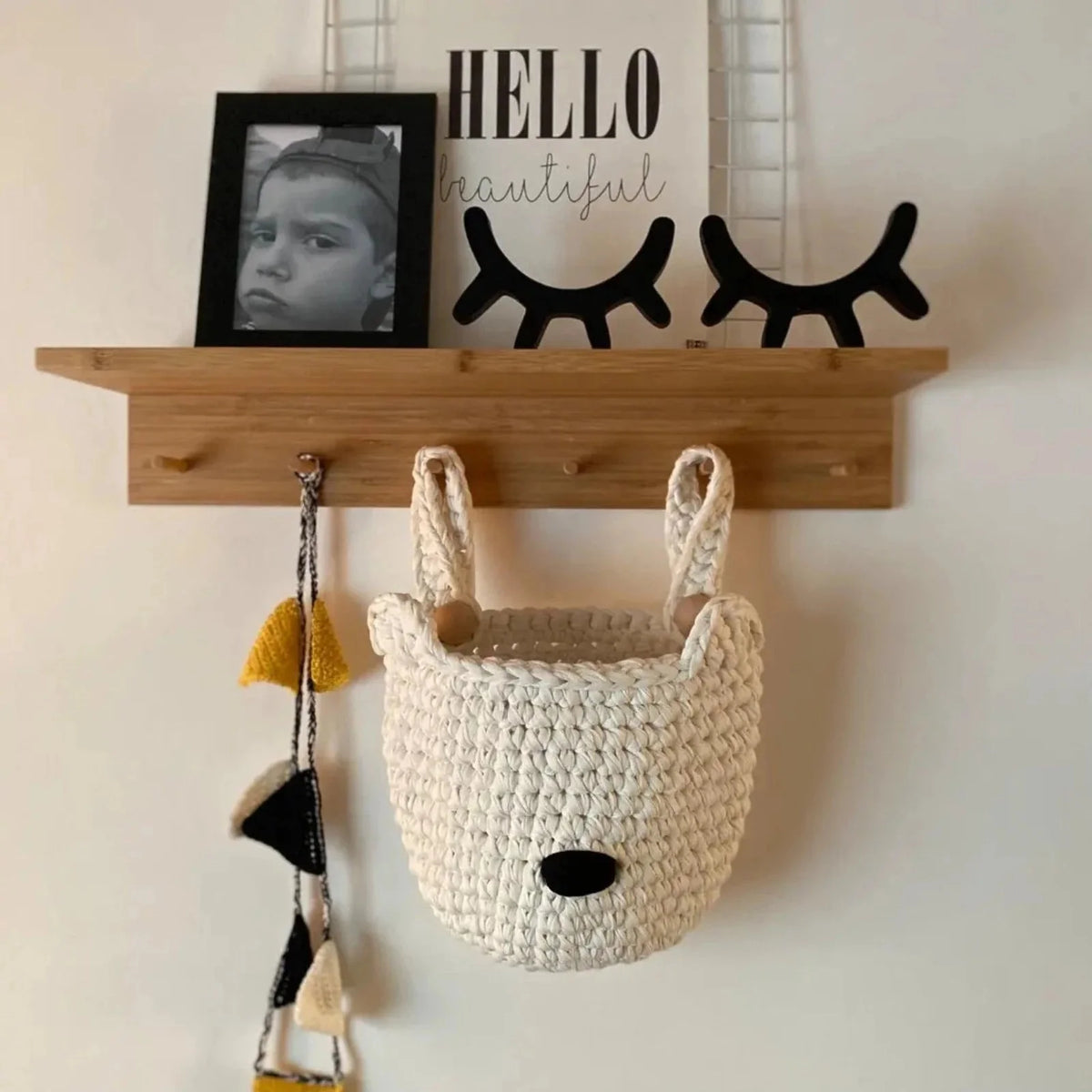 Bärenkörbe | Perlmuttweiß | Hängeaufbewahrung für Babybetten