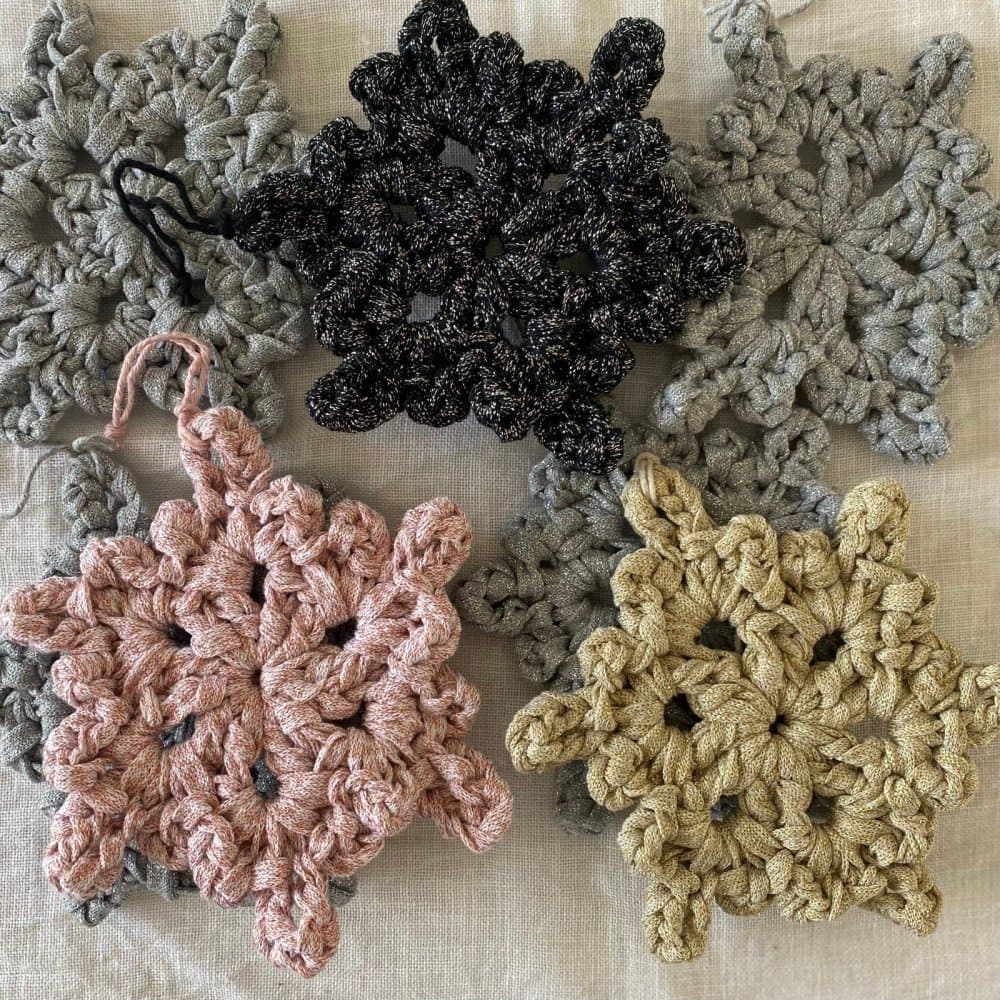 Black Sparkly Snowflake Christmas Ornament Set