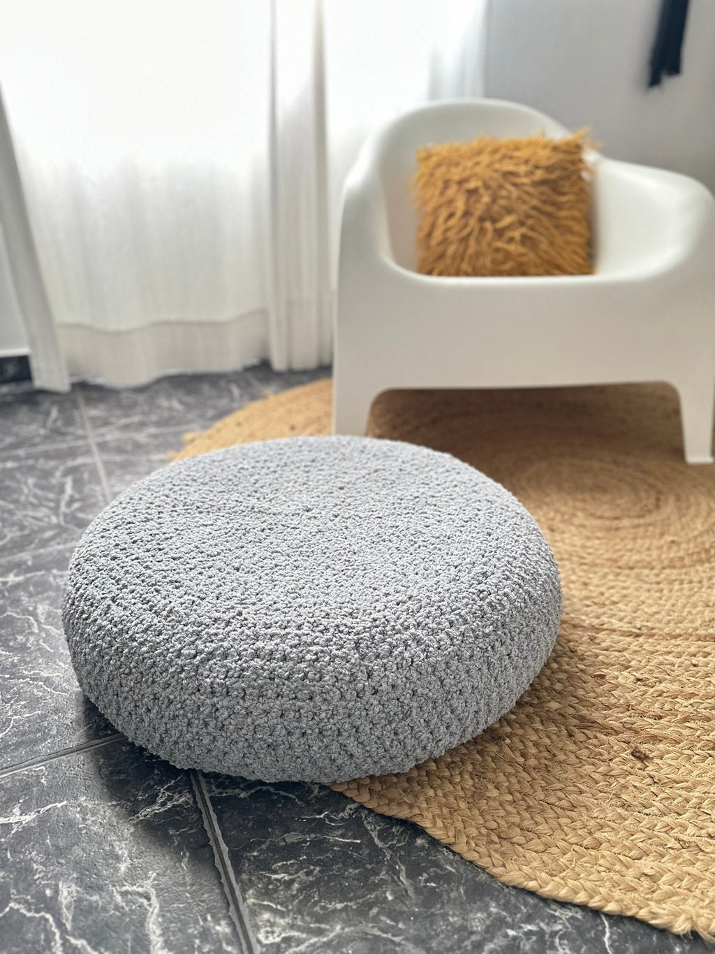 Bouclé Ottoman Pouf Cover