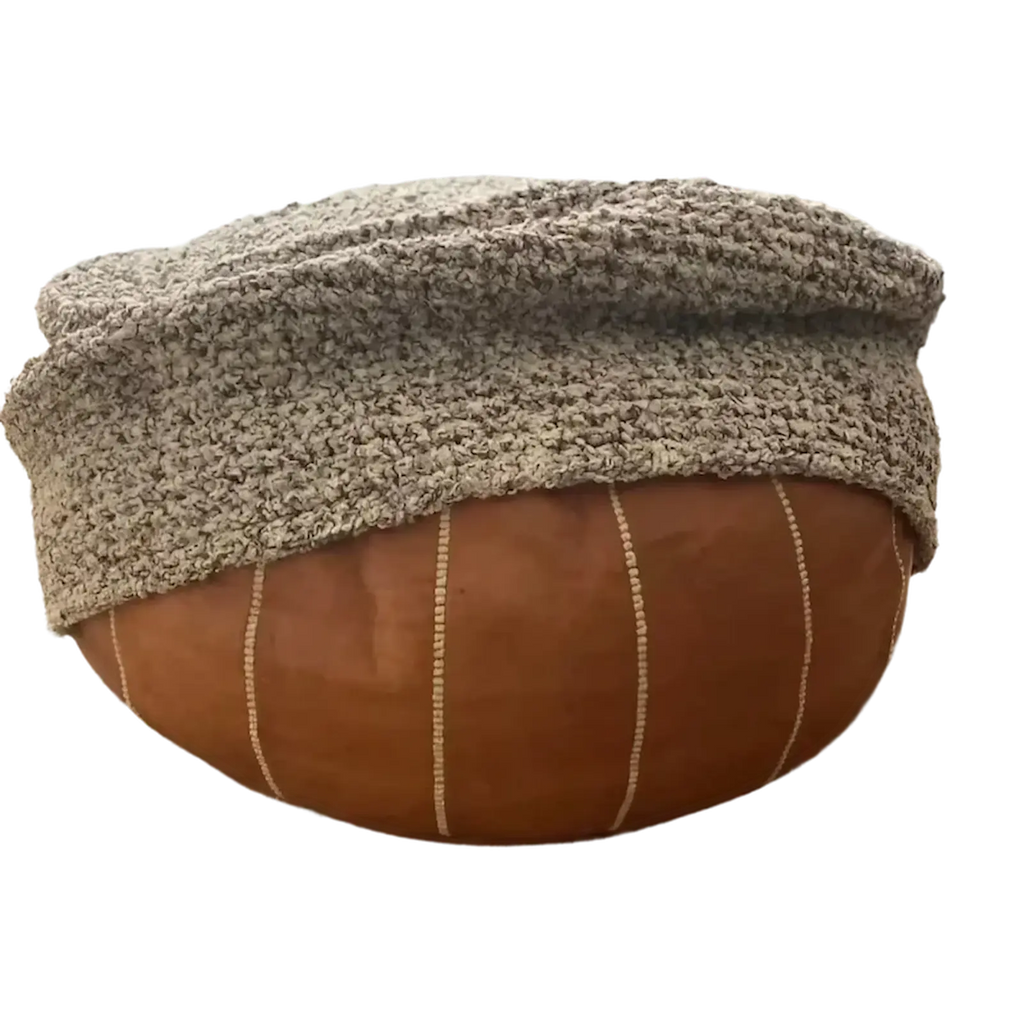 Boucle Ottoman Slipcovers | Round Pouffe Stool Cover