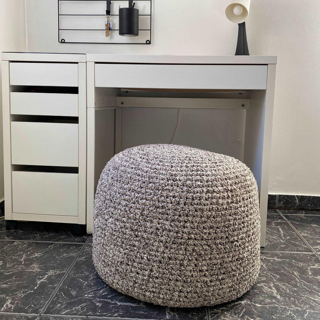 Bouclé Hocker Ottoman | Beige und Braun