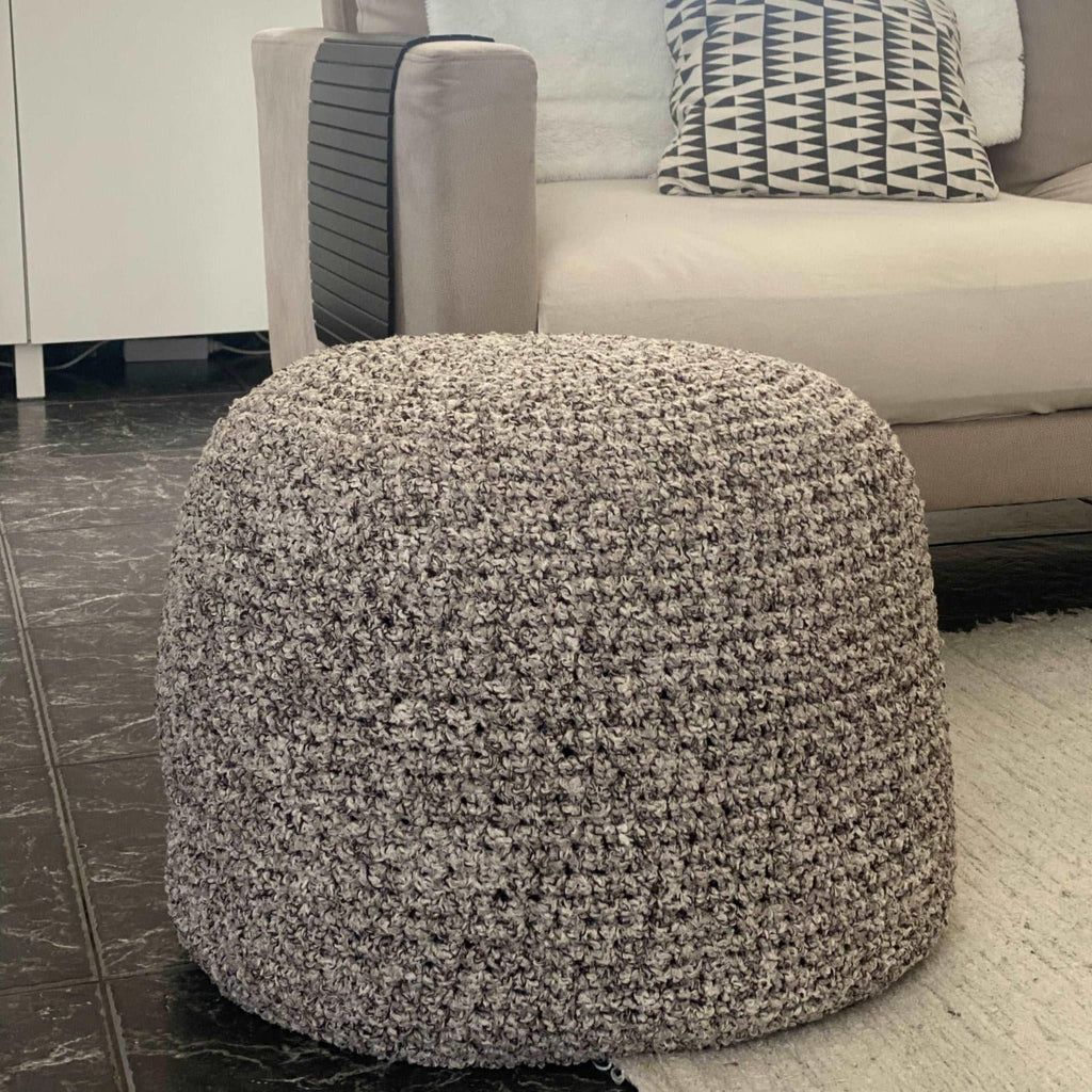 Bouclé Hocker Ottoman | Beige und Braun