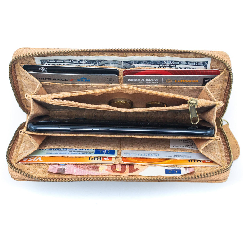 BUY 1 GET 1 FREE: Abstract Frida Art Cork Zipper Wallet- BAG-2076