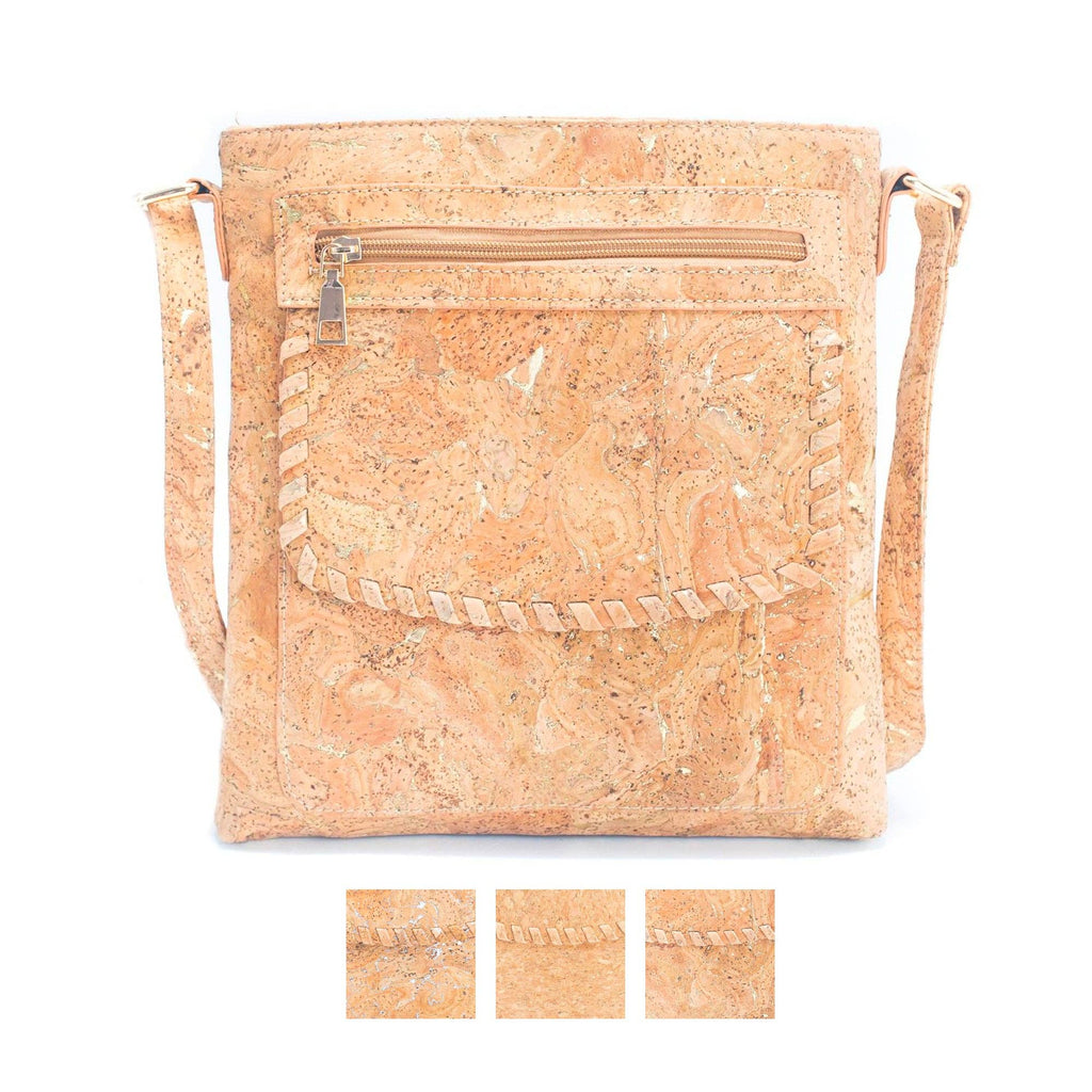 Naturkork mit Gold- und Silberakzenten - Damen-Umhängetasche aus Kork BAG-2251