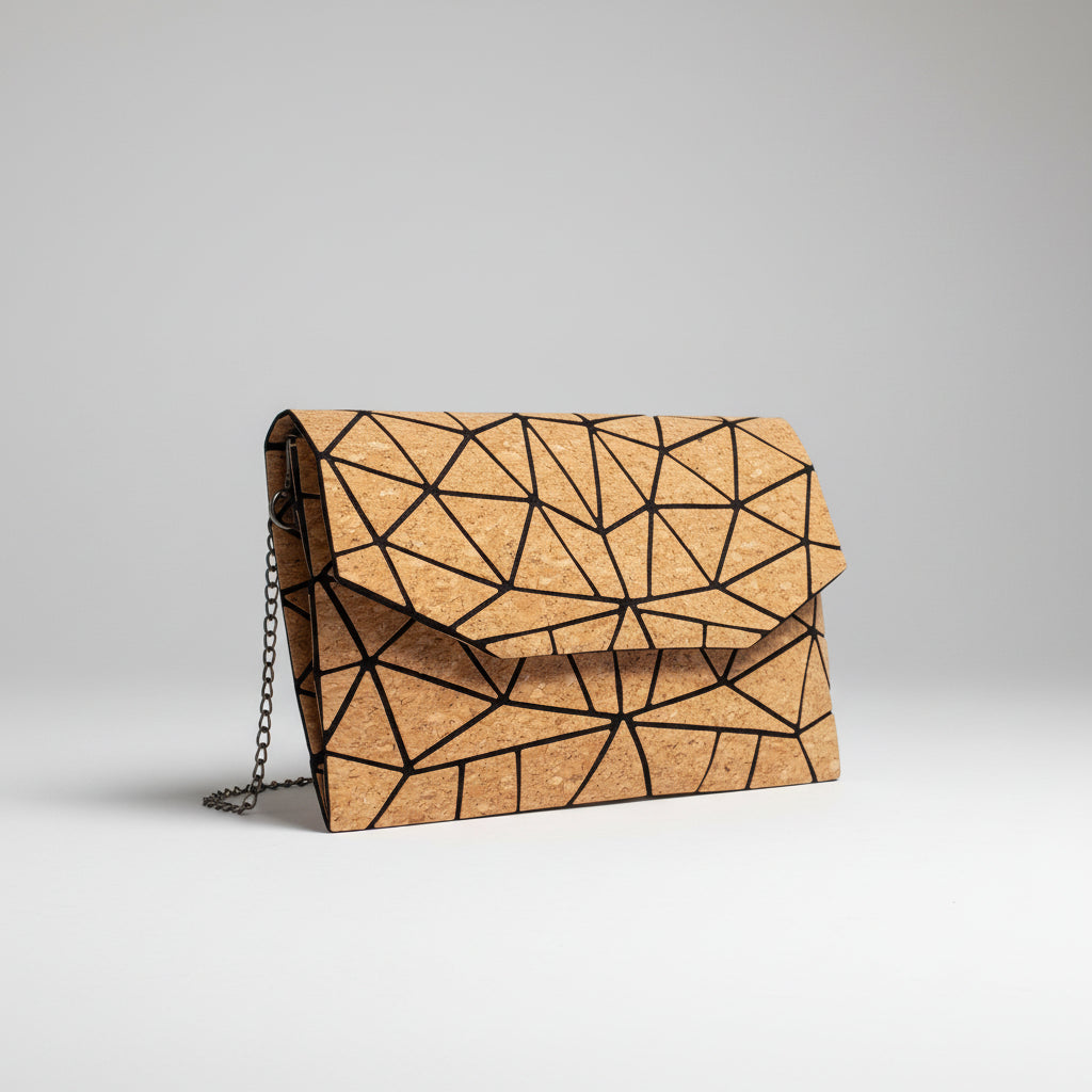 Geometrische Ketten-Umhängetasche aus Kork BAG-2069