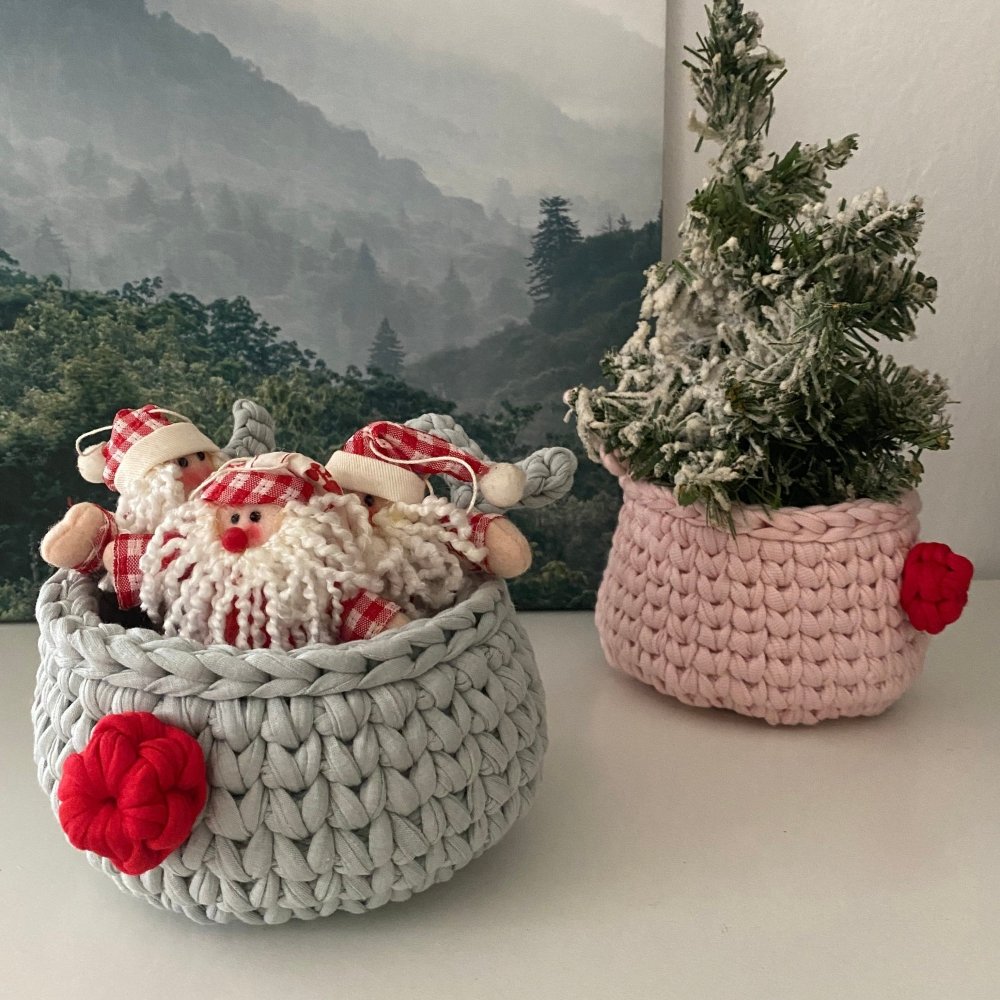 Crochet Basket Rudolph Reindeer | Sage Green