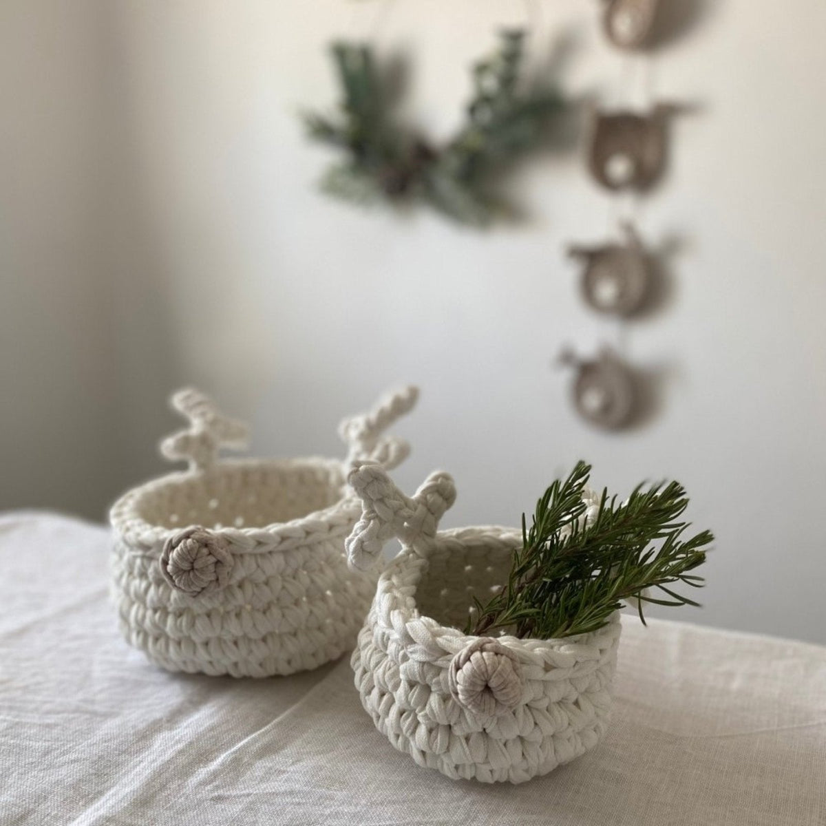 Crochet Basket Rudolph Reindeer