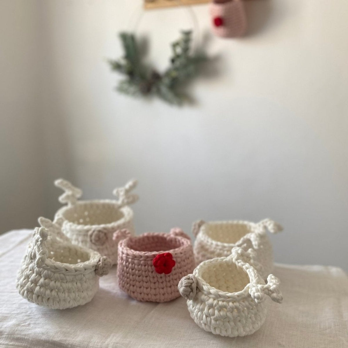 Crochet Basket Rudolph Reindeer