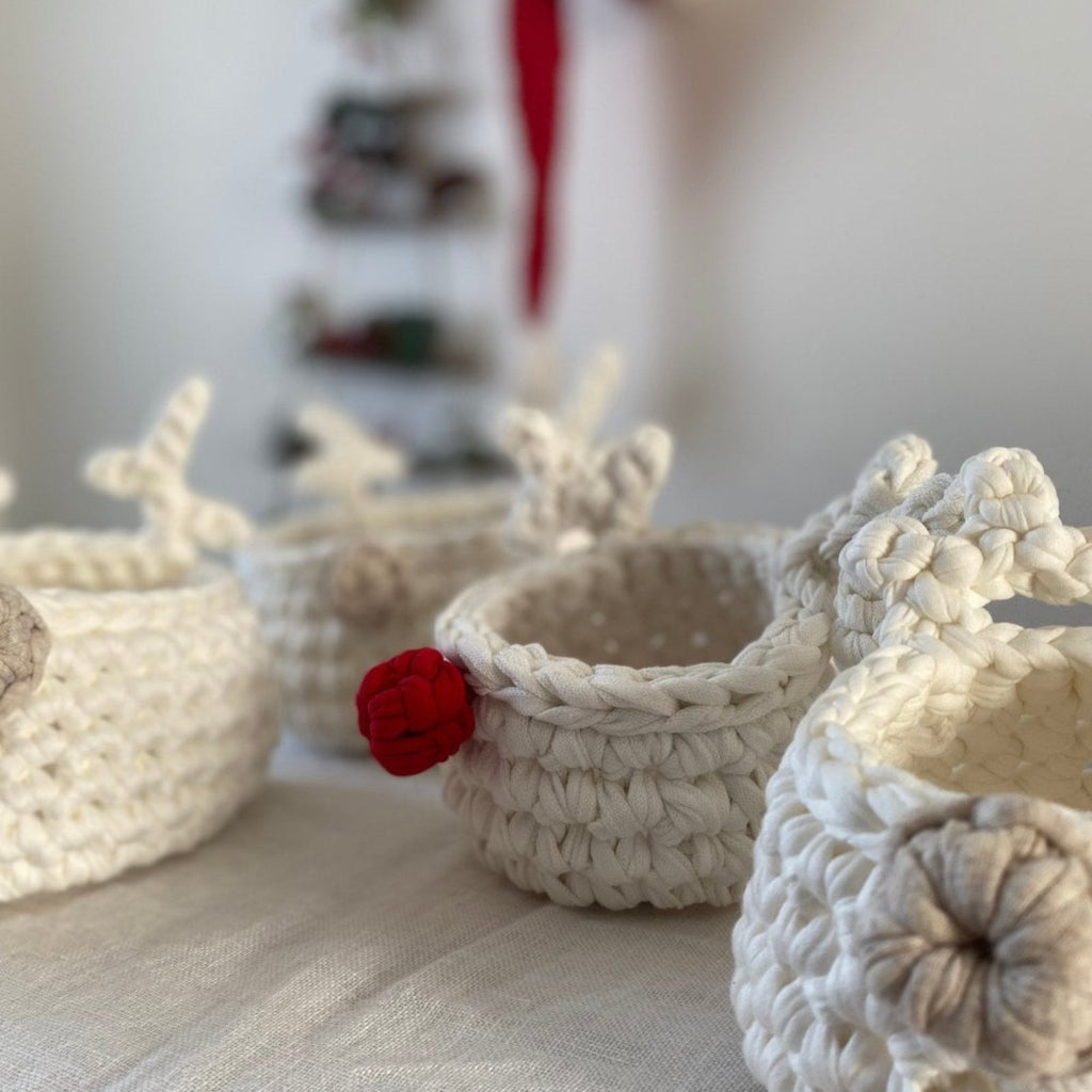 Crochet Basket Rudolph Reindeer