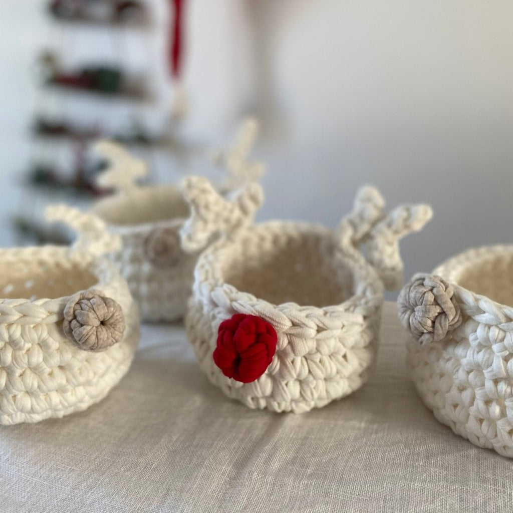 Crochet Basket Rudolph Reindeer
