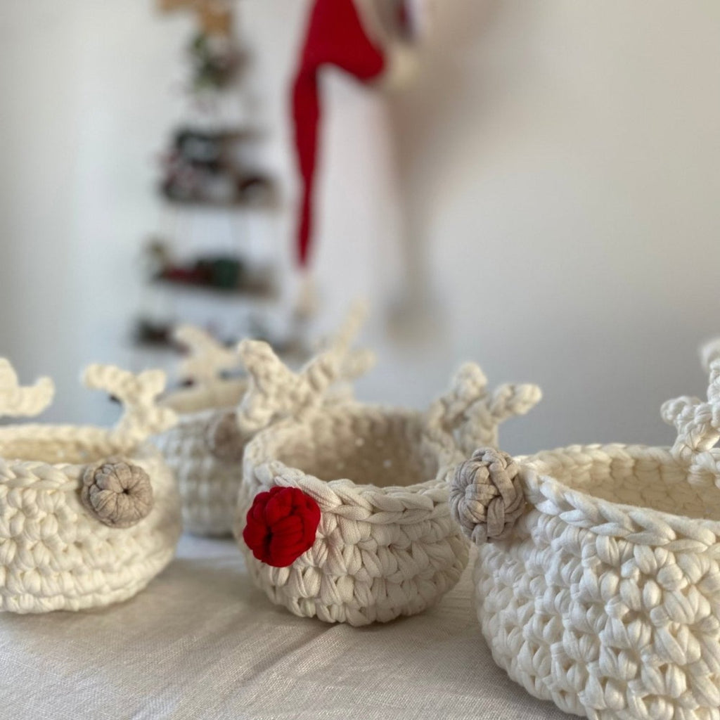 Crochet Basket Rudolph Reindeer