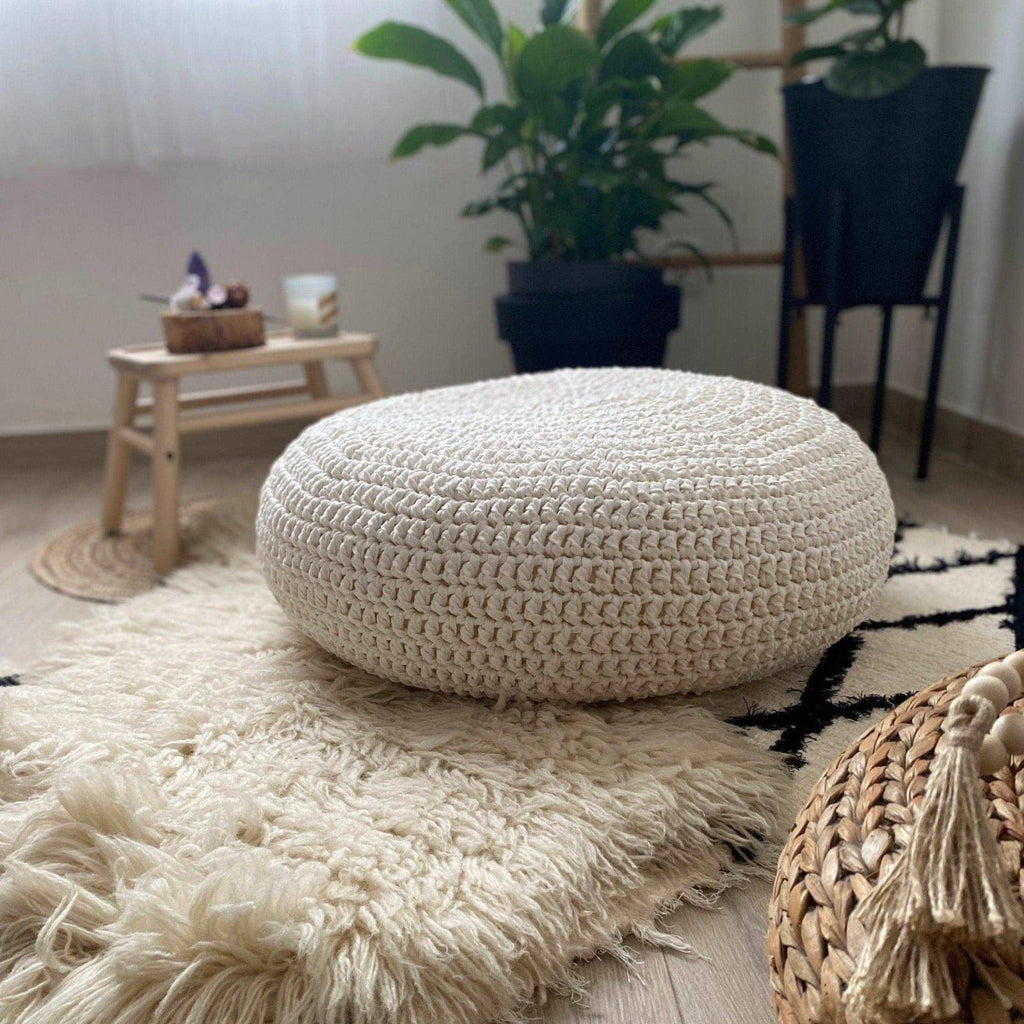 Crochet Floor Pillow Seats | Modern Seating Poufs