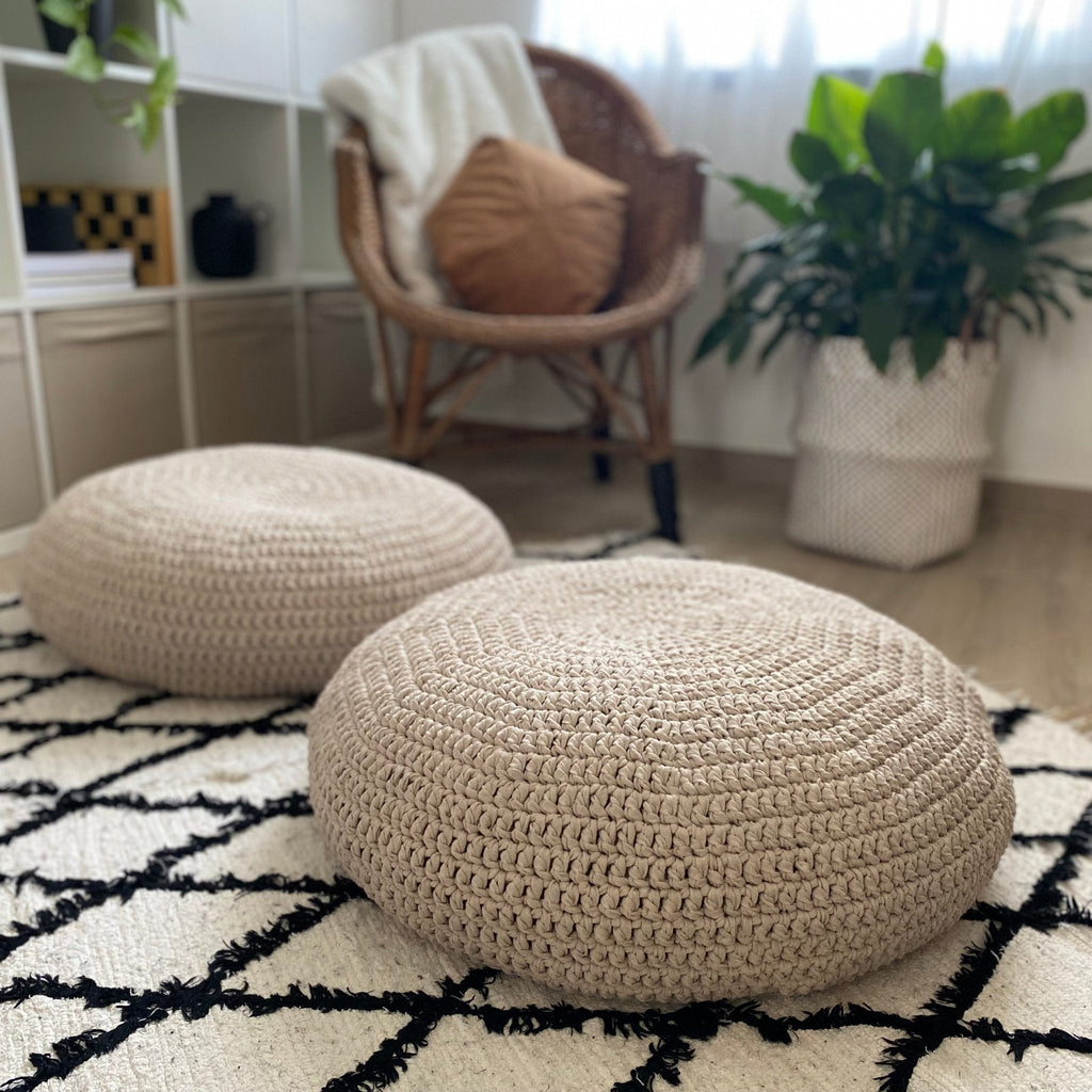 Crochet Floor Pillow Seats | Modern Seating Poufs