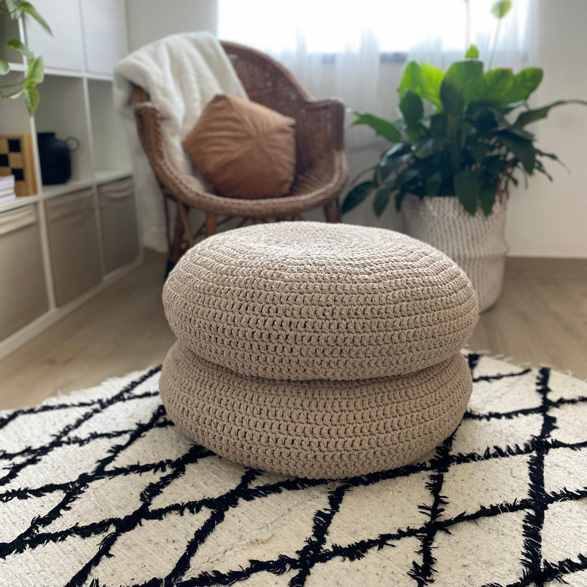 Crochet Floor Pillow Seats | Modern Seating Poufs