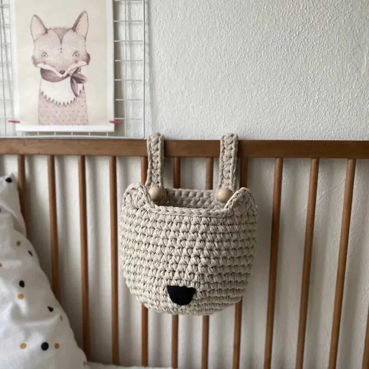 Gehäkelte Fuchskörbchen | Hellebeige Aufbewahrung fürs Babybett