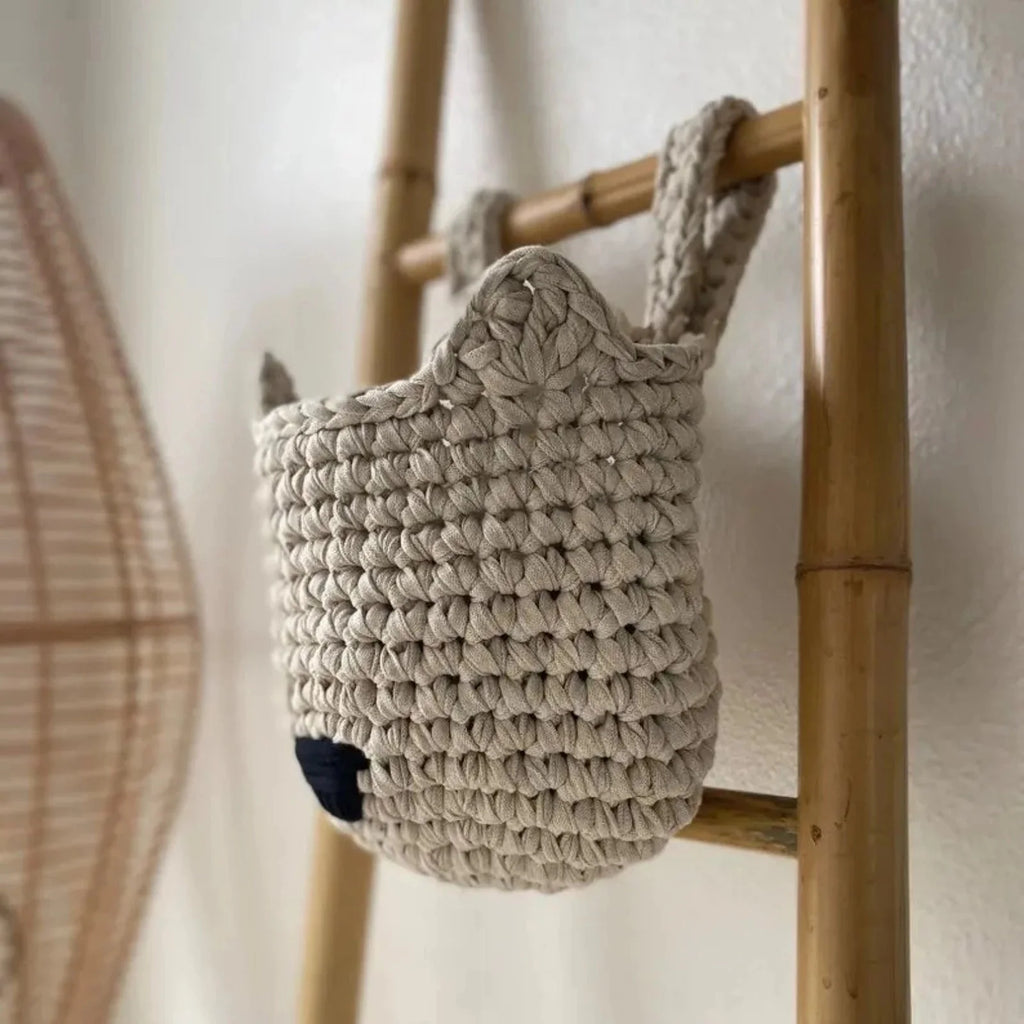 Gehäkelte Fuchskörbchen | Hellebeige Aufbewahrung fürs Babybett