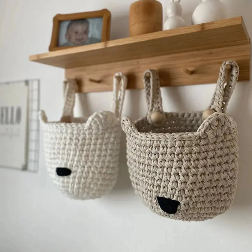Gehäkelte Fuchskörbchen | Hellebeige Aufbewahrung fürs Babybett