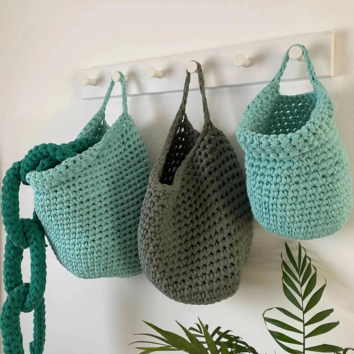Häkel-Hängekörbe, Mint Kinderzimmer Wandaufbewahrungstaschen