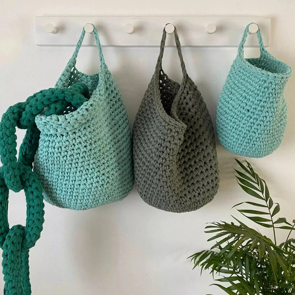 Häkel-Hängekörbe, Mint Kinderzimmer Wandaufbewahrungstaschen
