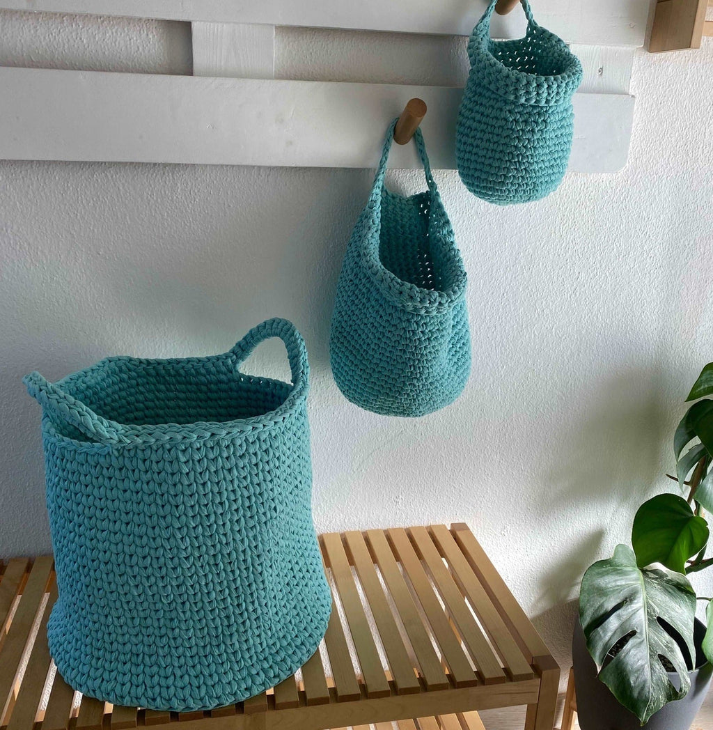 Häkel-Hängekörbe, Mint Kinderzimmer Wandaufbewahrungstaschen