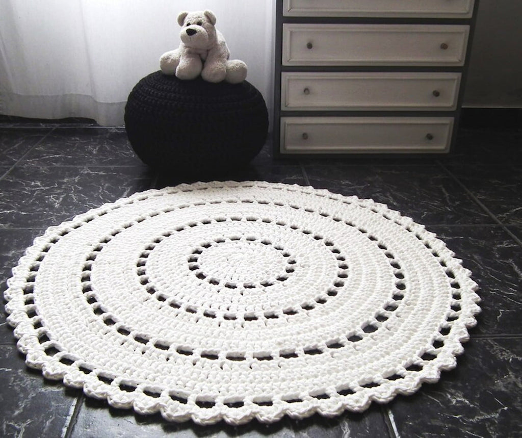Häkel-Rundteppich, Mandala-Fußmatte