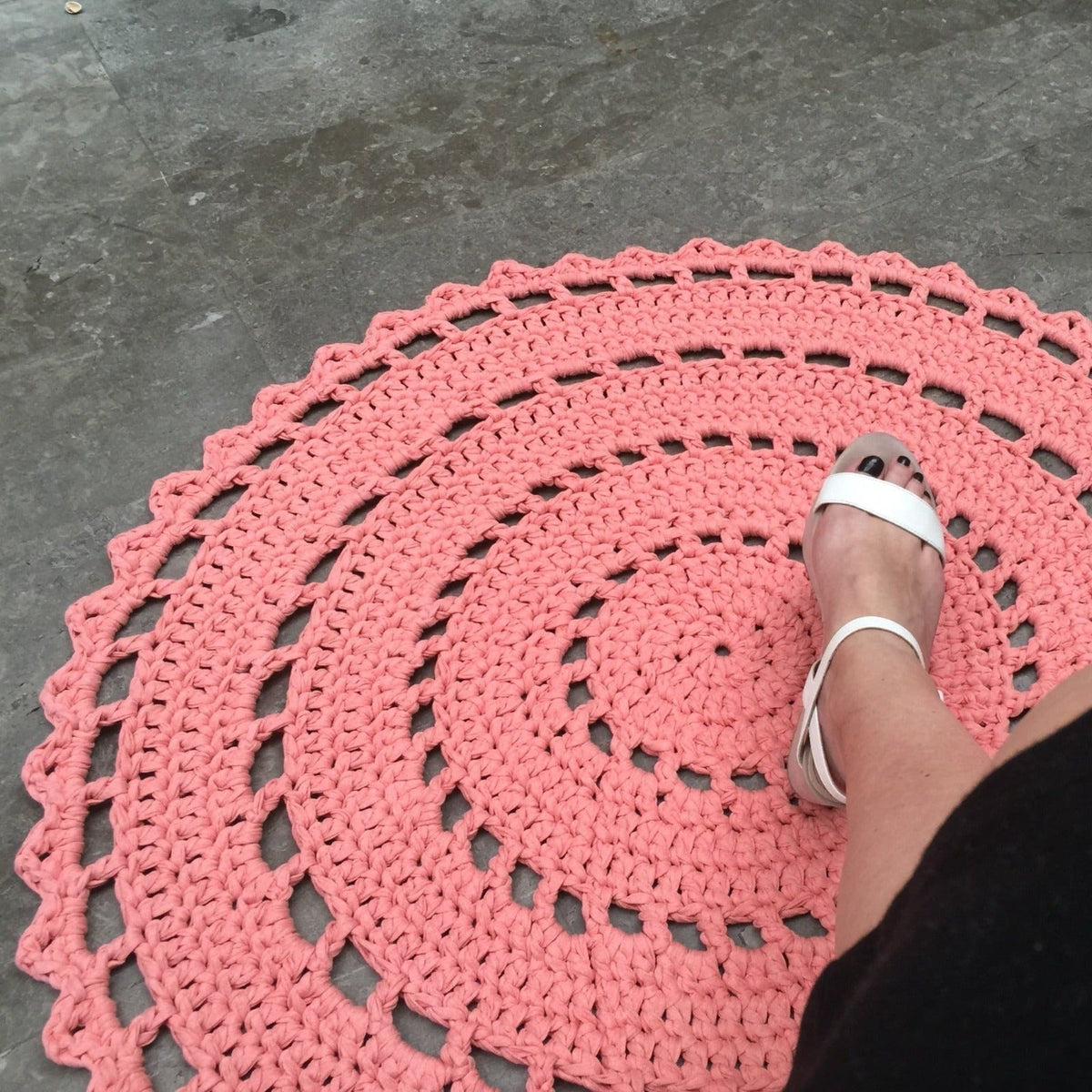 Häkel-Rundteppich, Mandala-Fußmatte