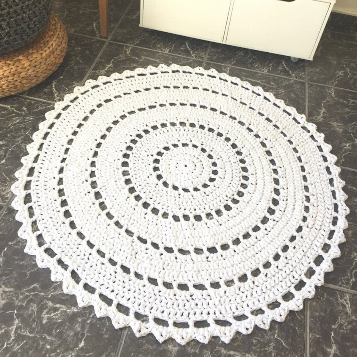 Häkel-Rundteppich, Mandala-Fußmatte