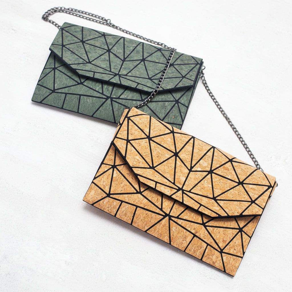 Geometrische Ketten-Umhängetasche aus Kork BAG-2069