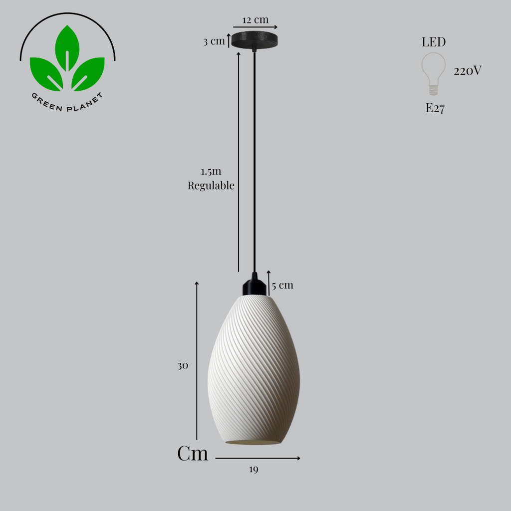 Candeeiro Pendente "Paval", Branco/Rosquinho de Teto Preto/Cabo Preto